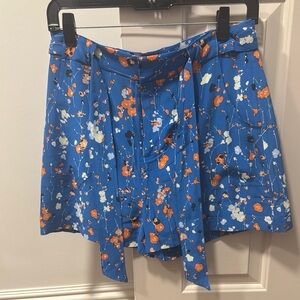 Equipment Blue Asymmetrical Mini Skater Shorts